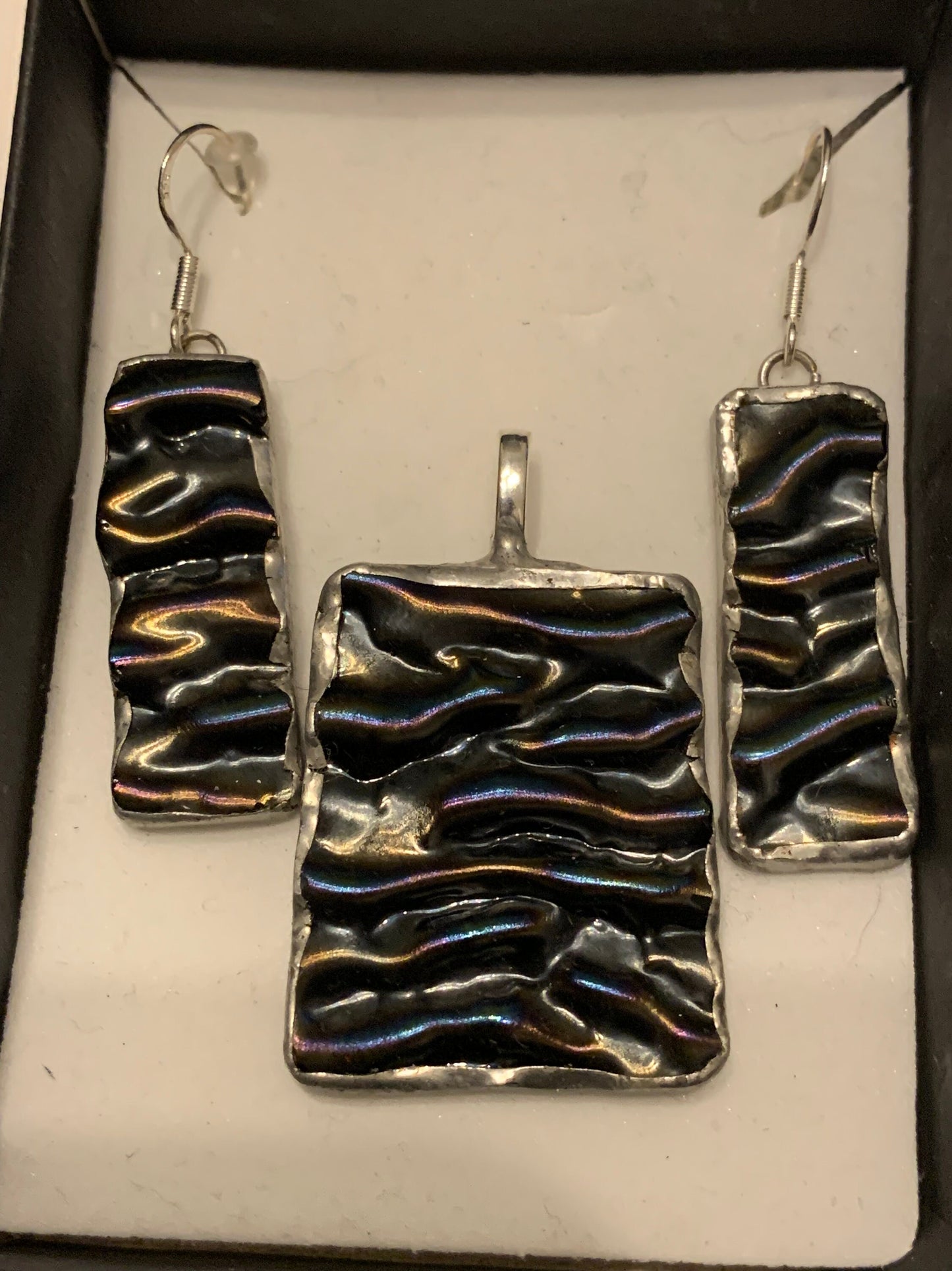 Fused glass jewellery set Dichroic glass