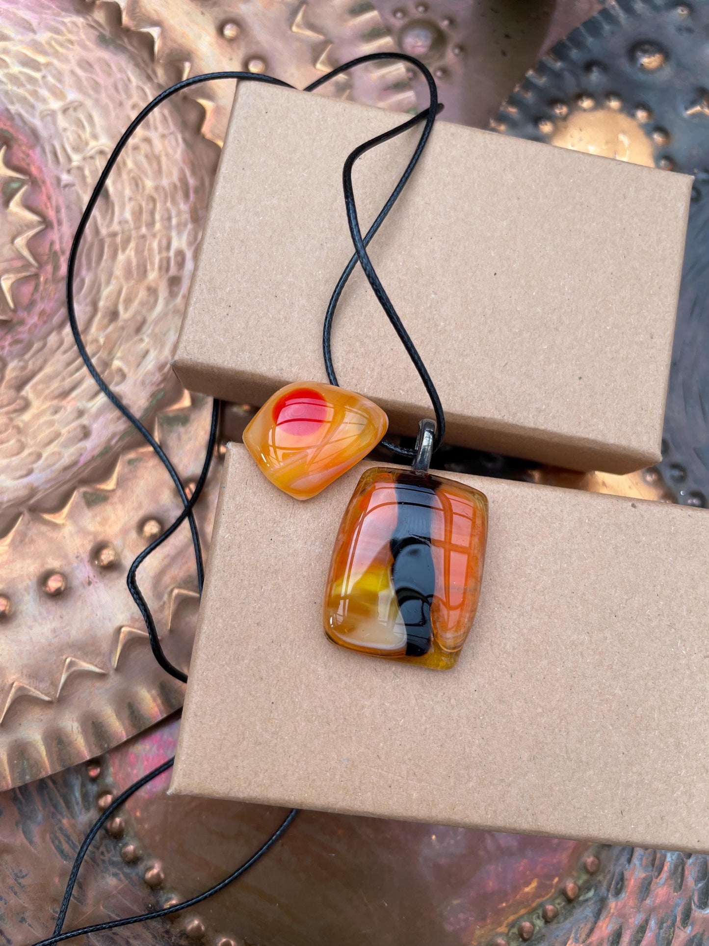 Unique glass pendant with ring