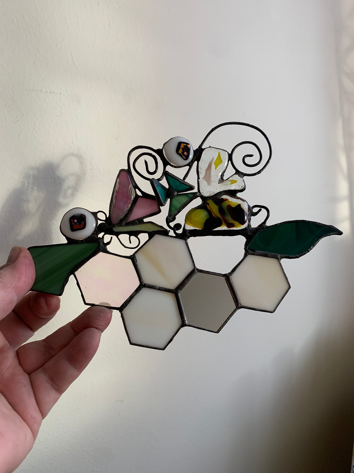 Bee, butterfly suncatcher - stained glass and fused glass