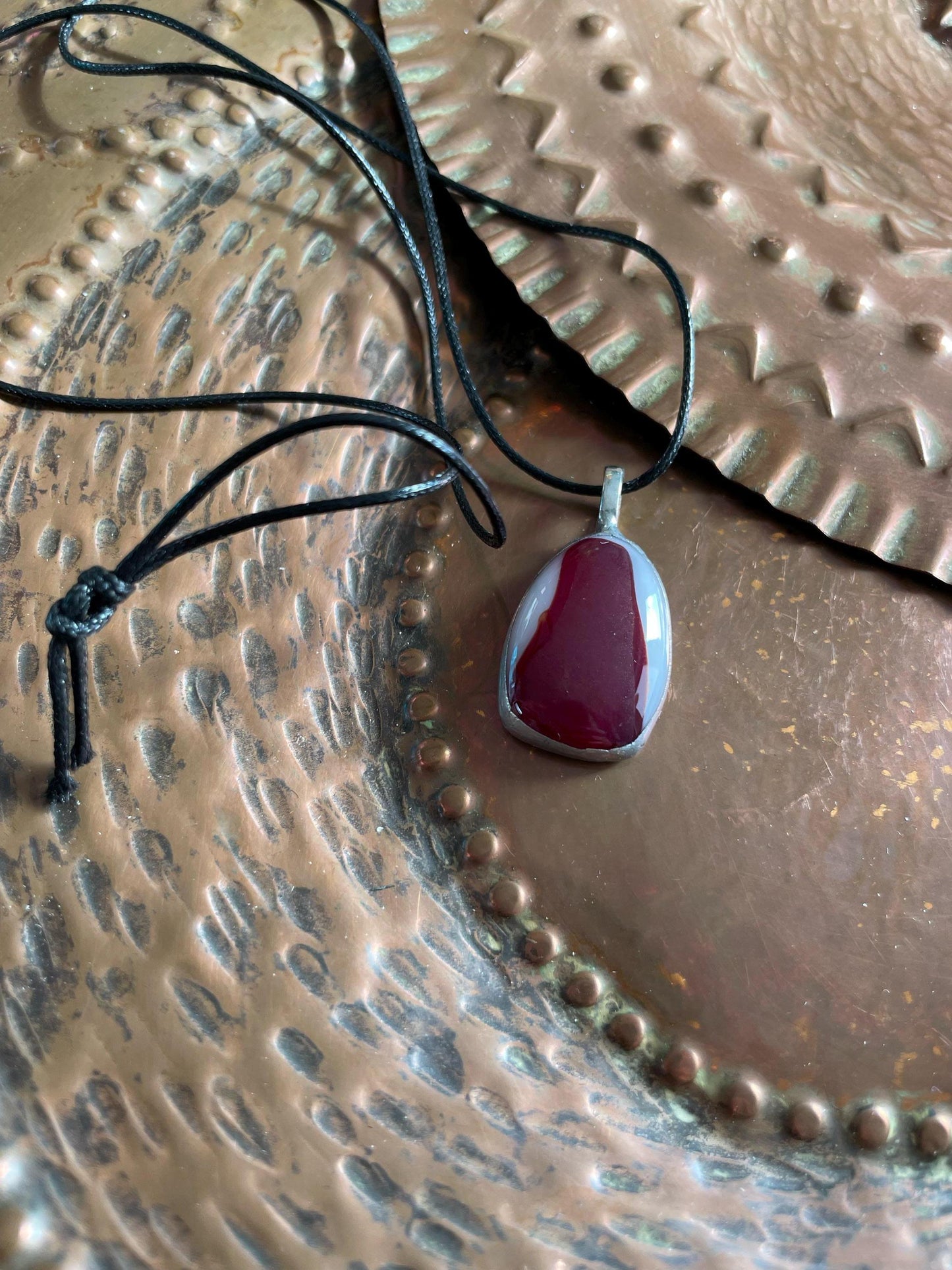 Red&White fusing glass pendant