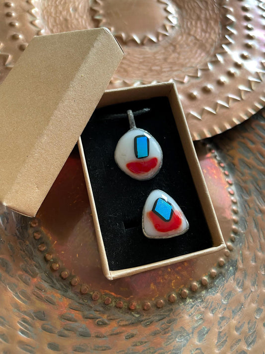 Dichroic fused glass jewellery set