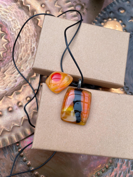 Unique glass pendant with ring
