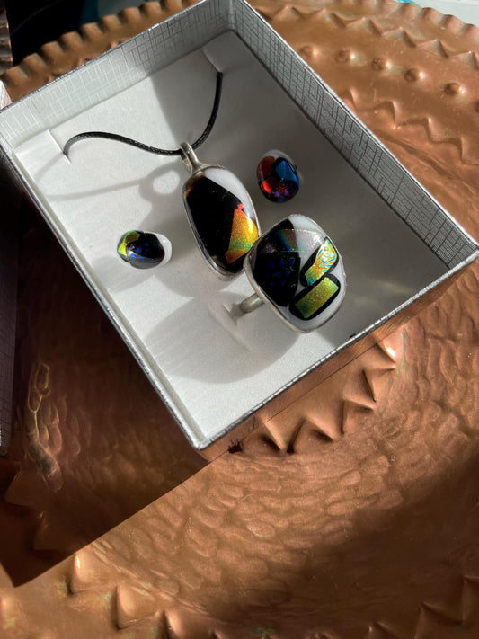 Fused Dichroic Glass Jewelry set