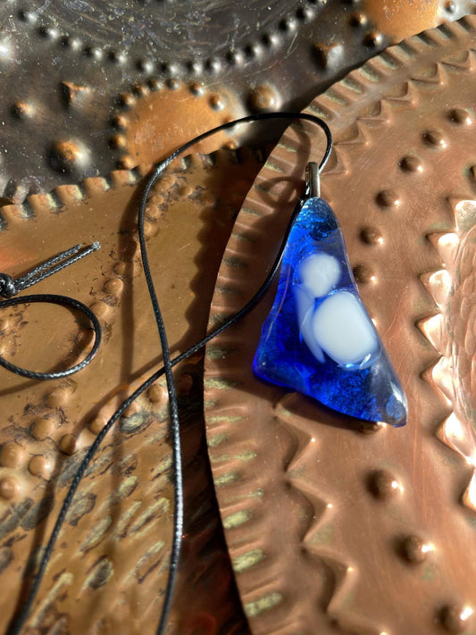 Ice in the sea - fusing glass pendant