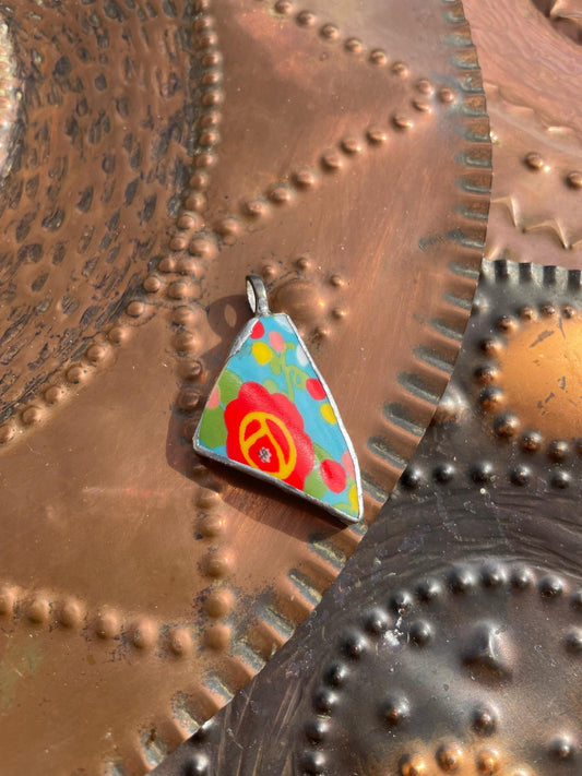 Flowers ceramic pendant