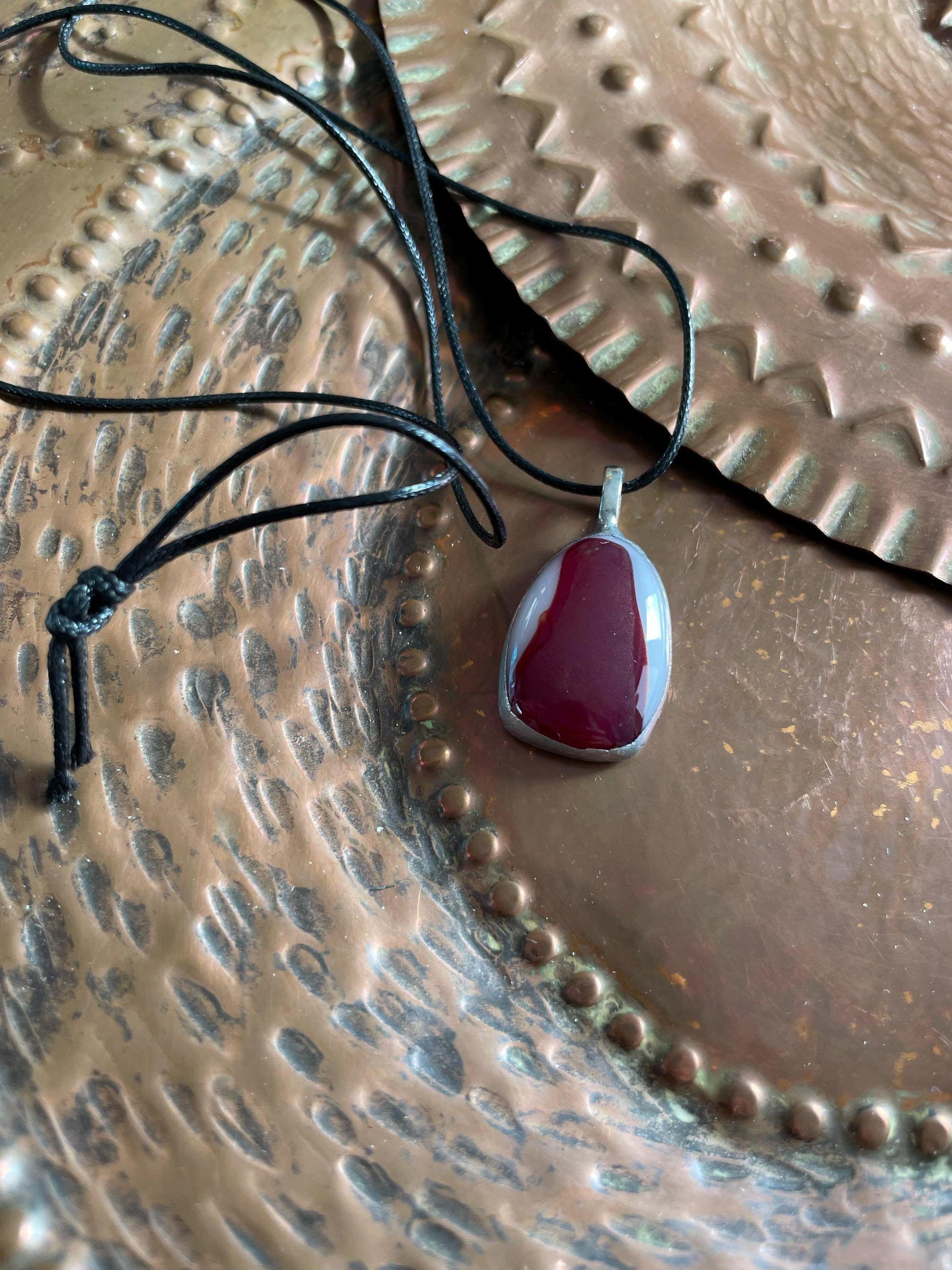 Red&White fusing glass pendant