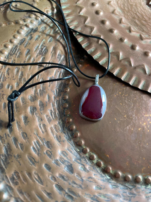 Red&White fusing glass pendant