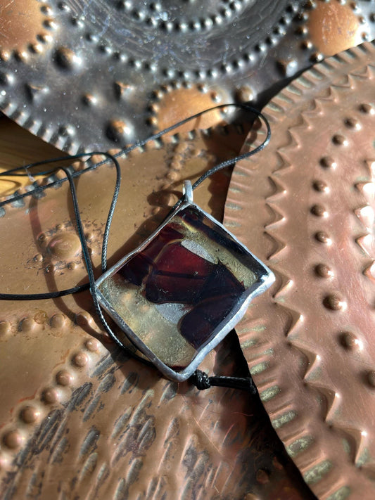 Piece of chocolate - fused glass pendant