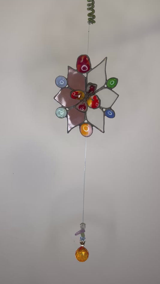 Blooming life flower - stained glass suncatcher